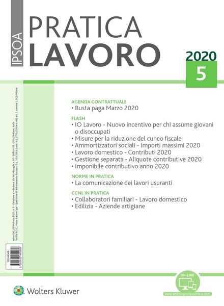 Pratica Lavoro – 29 Febbraio 2020 Cover