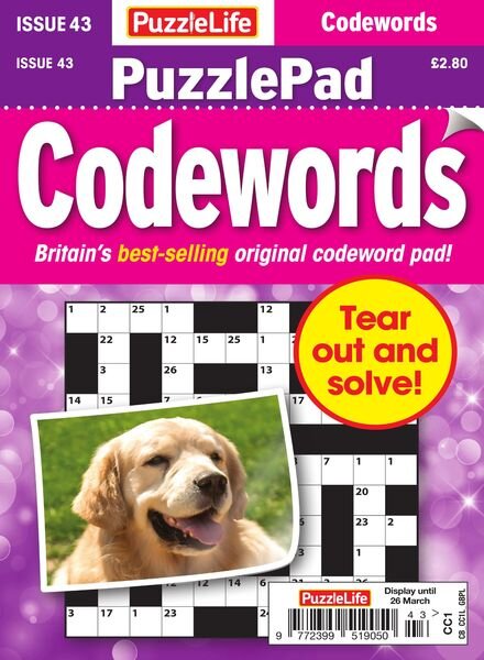 PuzzleLife PuzzlePad Codewords – Issue 43 – February 2020 Cover