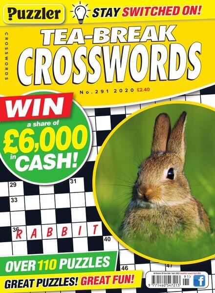 Puzzler Tea-Break Crosswords – Issue 291 – March 2020 Cover