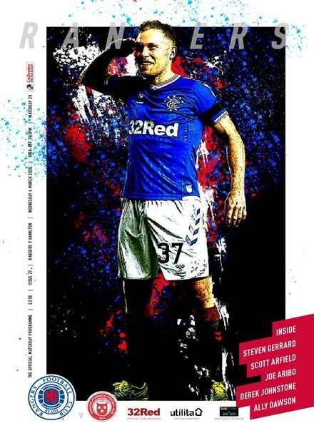 Rangers Football Club Matchday Programme – Rangers v Hamilton – 4 March 2020 Cover