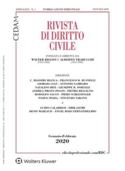 Rivista di Diritto Civile – Gennaio-Febbraio 2020
