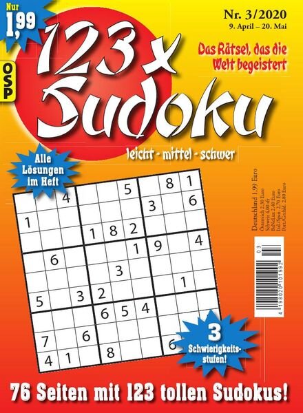 123 x Sudoku – 9 April 2020 Cover