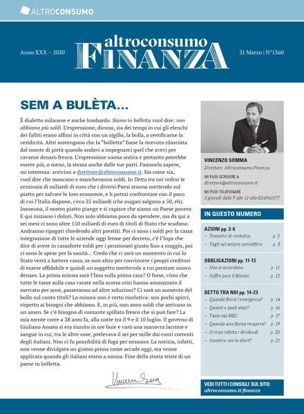Altroconsumo Finanza – 31 Marzo 2020 Cover