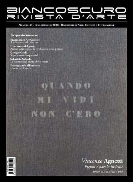 Biancoscuro Rivista d’Arte – Aprile-Maggio 2020 Cover