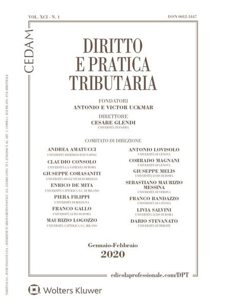 Diritto e Pratica Tributaria – Gennaio-Febbraio 2020 Cover