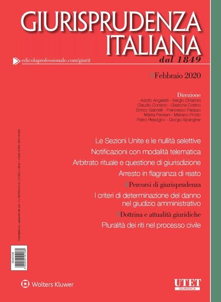 Giurisprudenza Italiana – Febbraio 2020 Cover