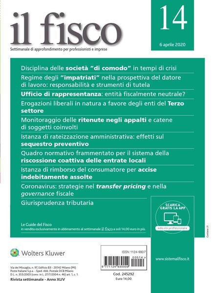 il fisco N.14 – 6 Aprile 2020 Cover