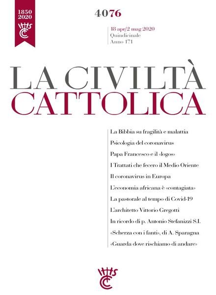 La Civilta Cattolica – 18 Aprile 2020 Cover
