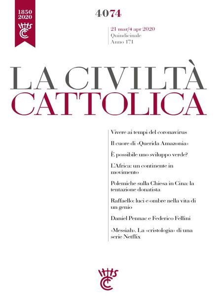 La Civilta Cattolica – 21 Marzo 2020 Cover