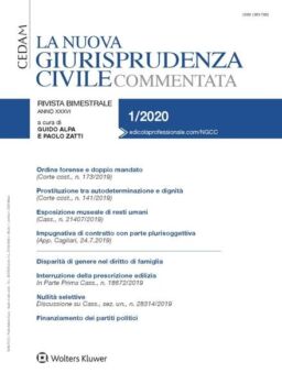 La Nuova Giurisprudenza Civile Commentata – Gennaio 2020