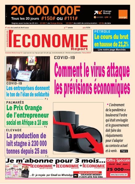Le quotidien de l’economie magazine Afrique – 06 avril 2020 Cover
