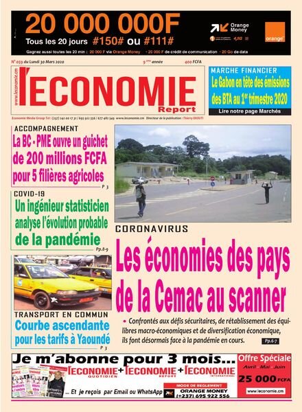Le quotidien de l’economie magazine Afrique – 30 mars 2020 Cover