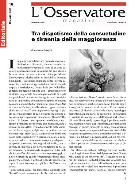 L’Osservatore – 18 Aprile 2020 Cover