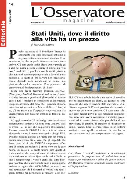 L’Osservatore – 4 Aprile 2020 Cover