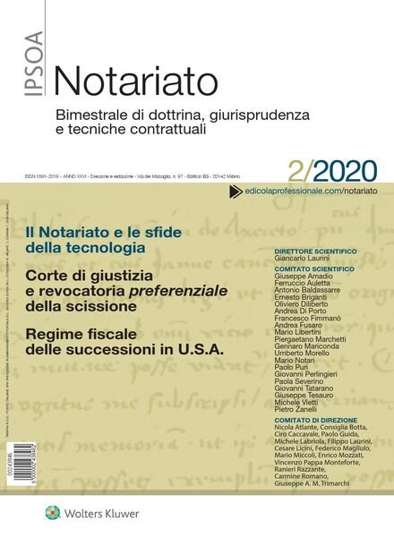 Notariato – Febbraio 2020 Cover