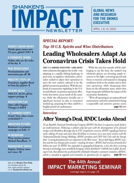 Shanken’s Impact Newsletter – April 2020 Cover