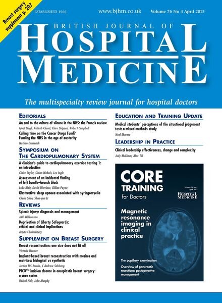 British Journal of Hospital Medicine – April 2015 Cover