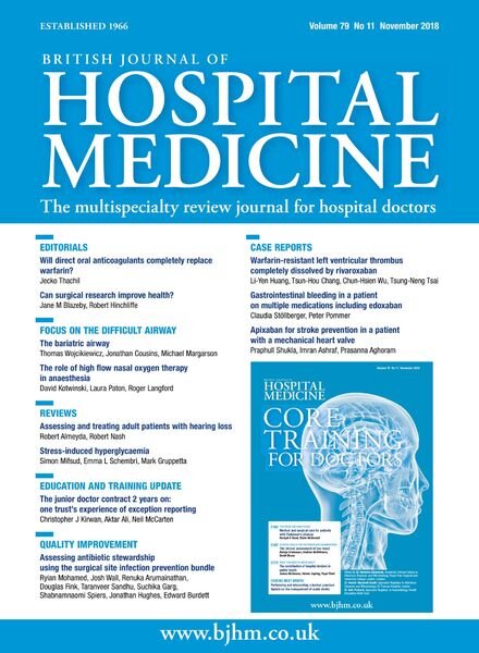 British Journal of Hospital Medicine – November 2018 Cover