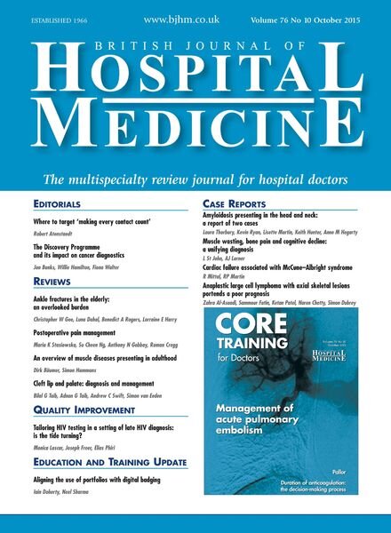 British Journal of Hospital Medicine – October 2015 Cover
