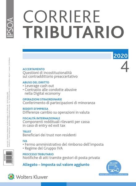 Corriere Tributario – Aprile 2020 Cover