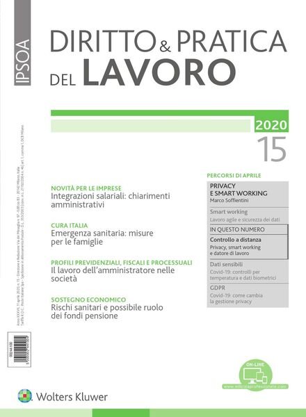 Diritto e Pratica del Lavoro – 11 Aprile 2020 Cover