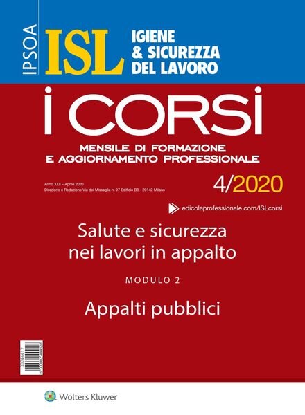Igiene & Sicurezza del Lavoro Corsi – Aprile 2020 Cover