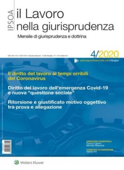 Il lavoro nella giurisprudenza – Aprile 2020