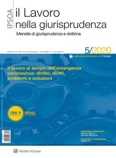 Il lavoro nella giurisprudenza – Maggio 2020 Cover