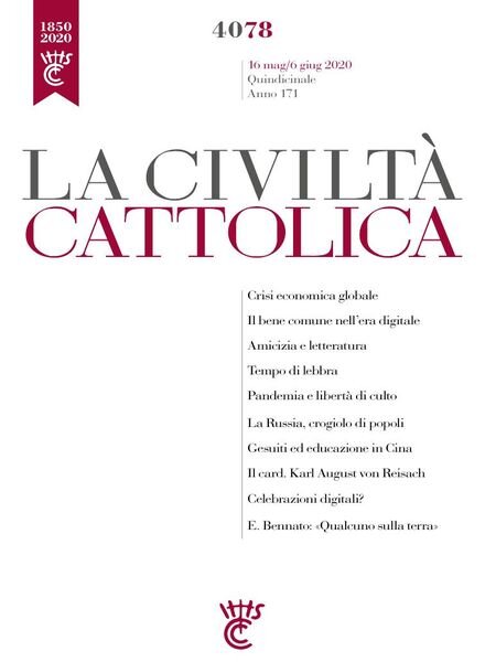 La Civilta Cattolica – 16 Maggio 2020 Cover