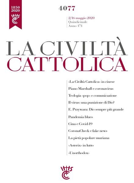 La Civilta Cattolica – 2 Maggio 2020 Cover