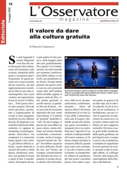 L’Osservatore – 2 Maggio 2020 Cover