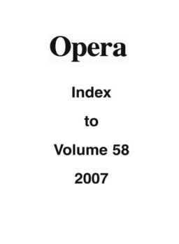 Opera – Opera Index to Volume 58, 2007