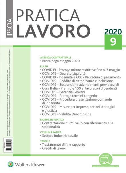 Pratica Lavoro – 2 Maggio 2020 Cover