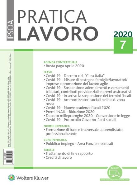 Pratica Lavoro – 4 Aprile 2020 Cover