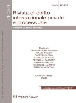 Rivista di Diritto Internazionale Privato e Processuale – Gennaio-Marzo 2020