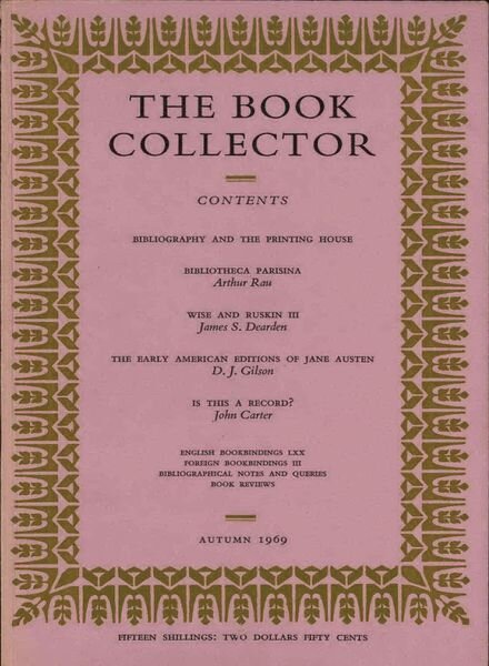 The Book Collector – Autumn, 1969 Cover