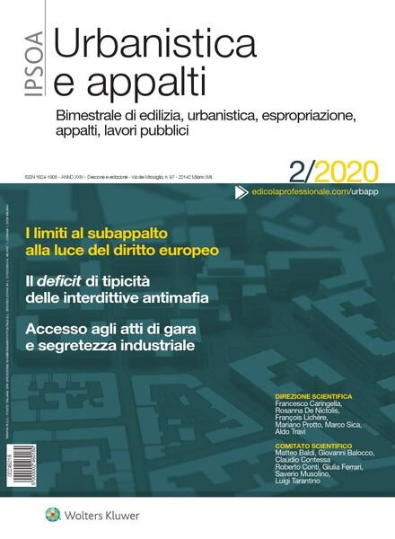 Urbanistica e appalti – Febbraio 2020 Cover