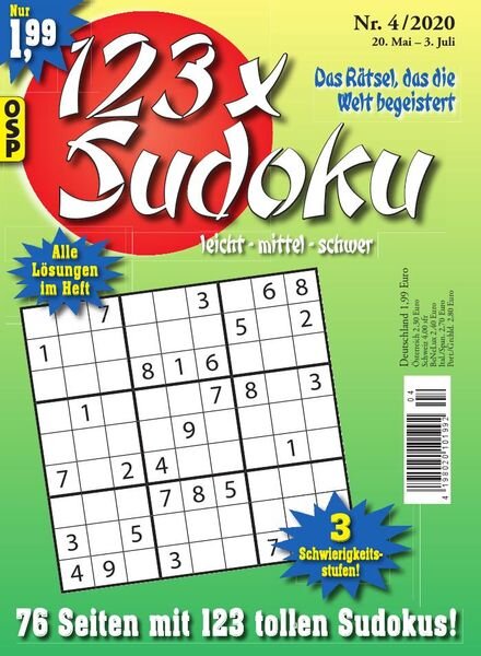 123 x Sudoku – 20 Mai 2020 Cover