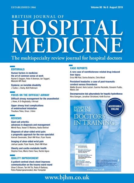British Journal of Hospital Medicine – August 2019 Cover