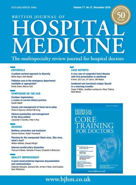 British Journal of Hospital Medicine – December 2016 Cover