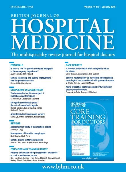 British Journal of Hospital Medicine – January 2016 Cover