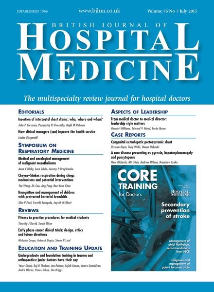 British Journal of Hospital Medicine – July 2015 Cover