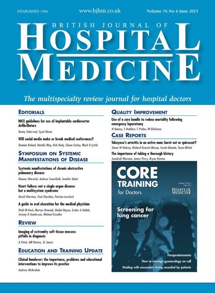 British Journal of Hospital Medicine – June 2015 Cover