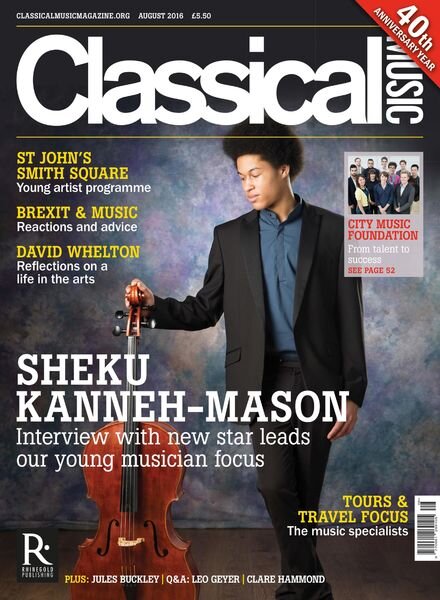 Classical Music – August 2016 Cover