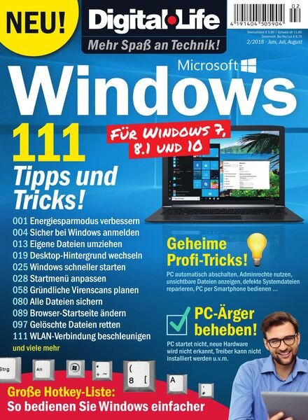 Digital Life – 111 Tipps zu Windows – Juni-Juli-August 2018 Cover