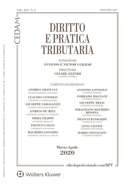 Diritto e Pratica Tributaria – Marzo-Aprile 2020 Cover