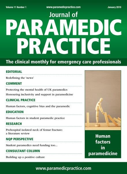 Journal of Paramedic Practice – January 2019 Cover