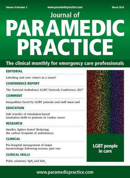 Journal of Paramedic Practice – March 2018 Cover