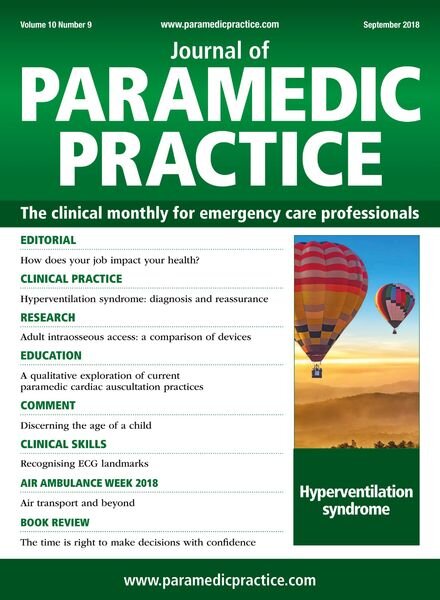 Journal of Paramedic Practice – September 2018 Cover