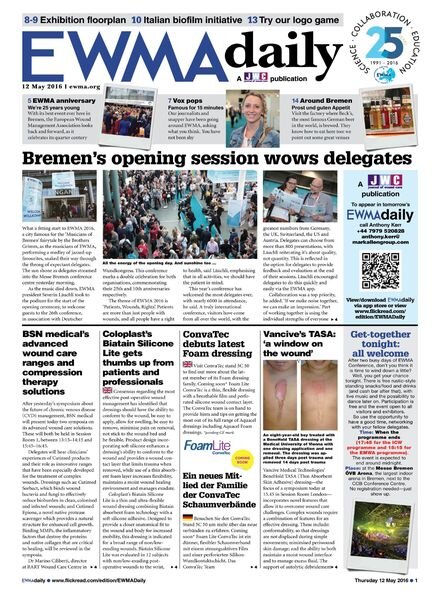 Journal of Wound Care – EWMA Daily – 12 May 2016 Cover